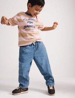 Ripstopové džíny s rovnými nohavicemi z čisté bavlny (2–8 let)