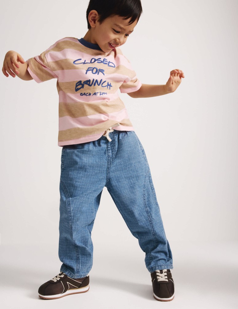 Ripstopové džíny s rovnými nohavicemi z čisté bavlny (2–8 let)