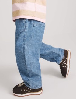 Ripstopové džíny s rovnými nohavicemi z čisté bavlny (2–8 let)