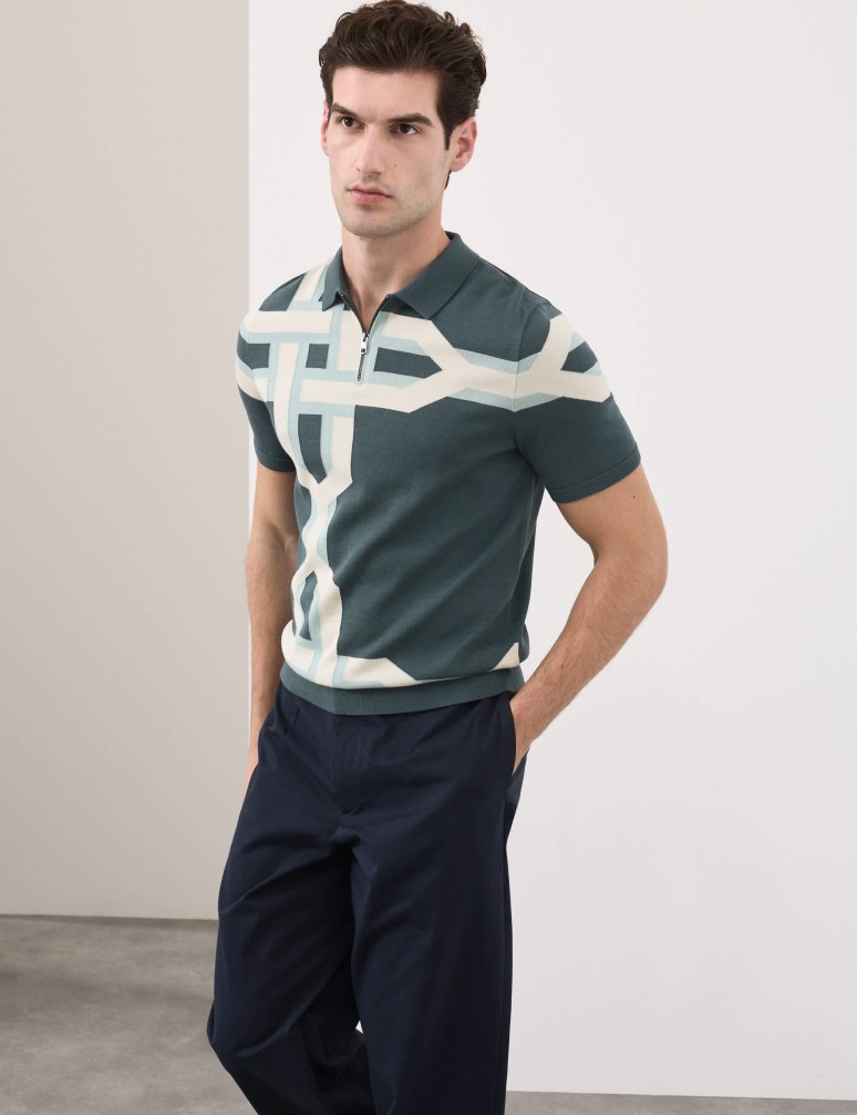 Pletené polokošile z mercerované bavlny s řetízkovým potiskem