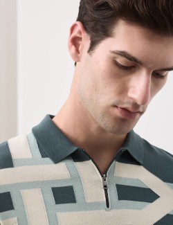 Pletené polokošile z mercerované bavlny s řetízkovým potiskem