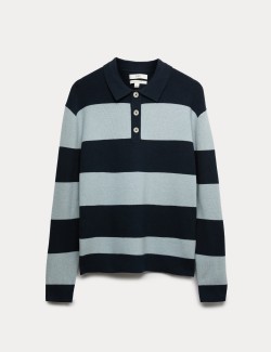 Cotton Blend Striped Rugby Shirt