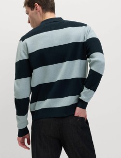 Cotton Blend Striped Rugby Shirt