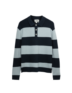 Cotton Blend Striped Rugby Shirt