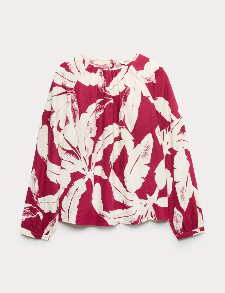 Halenka s vysokým podílem lnu a potiskem