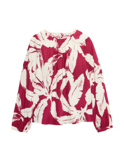 Halenka s vysokým podílem lnu a potiskem