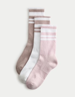 3 Pack Cotton Rich Striped Crew Socks