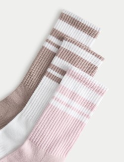 3 Pack Cotton Rich Striped Crew Socks