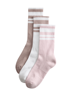 3 Pack Cotton Rich Striped Crew Socks