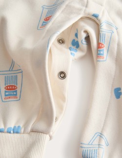 Overal s kapucí, s potiskem Milkshake a vysokým podílem bavlny (3,2 kg–3 roky)