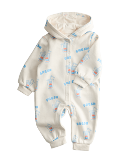 Overal s kapucí, s potiskem Milkshake a vysokým podílem bavlny (3,2 kg–3 roky)