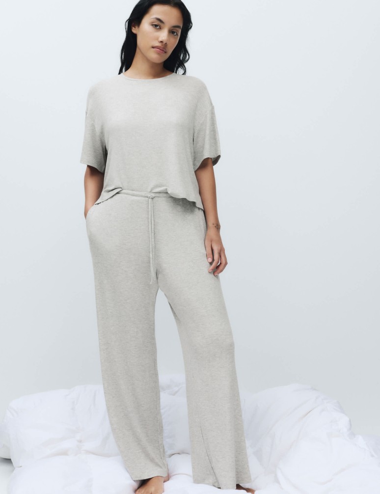 Modal Rich Ribbed Pyjama Bottoms