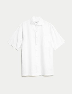 Regular Fit Luxury Linen Cotton Blend Short Sleeve Shirt