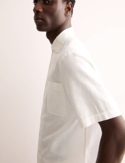 Regular Fit Luxury Linen Cotton Blend Short Sleeve Shirt