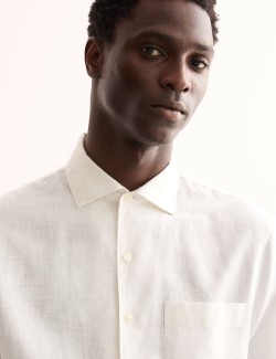 Regular Fit Luxury Linen Cotton Blend Short Sleeve Shirt