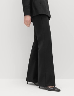 Slim Side Zip Flared Trousers