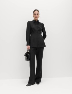 Slim Side Zip Flared Trousers