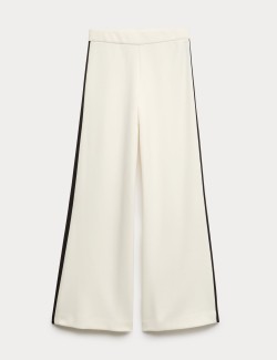 Pique Side Stripe Wide Leg Trousers