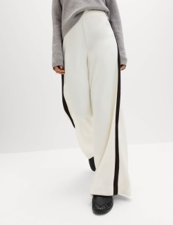 Pique Side Stripe Wide Leg Trousers