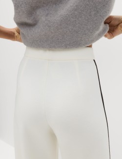 Pique Side Stripe Wide Leg Trousers