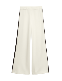 Pique Side Stripe Wide Leg Trousers