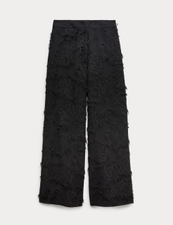 Jacquard Fringe Wide Leg Trousers