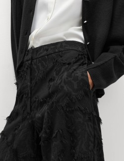 Jacquard Fringe Wide Leg Trousers