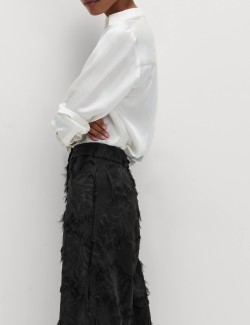 Jacquard Fringe Wide Leg Trousers