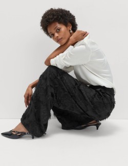 Jacquard Fringe Wide Leg Trousers