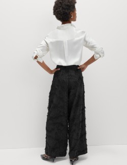 Jacquard Fringe Wide Leg Trousers
