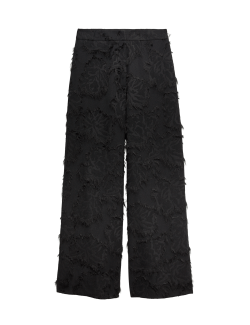 Jacquard Fringe Wide Leg Trousers