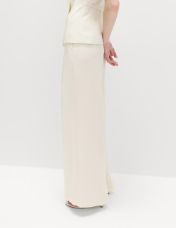 Single Pleat Wide Leg Trousers with Linen