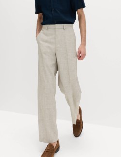 Relaxed Fit Textured Pleat Front Trousers