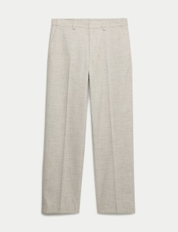 Relaxed Fit Textured Pleat Front Trousers