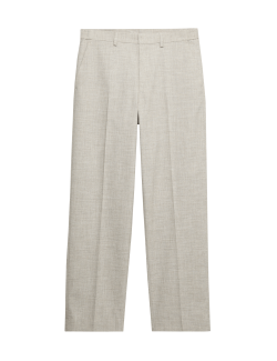 Relaxed Fit Textured Pleat Front Trousers