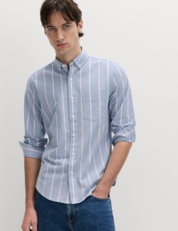 Cotton Rich Striped Oxford Shirt