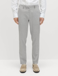 Tailored Fit Textured Stretch Suit Trousers