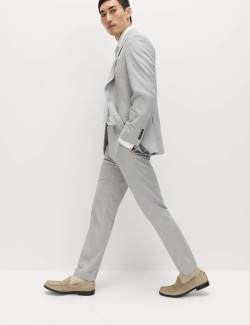 Tailored Fit Textured Stretch Suit Trousers