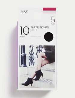 5pk 10 Denier Tights