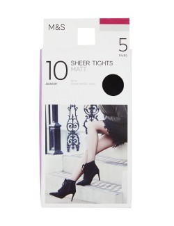 5pk 10 Denier Tights