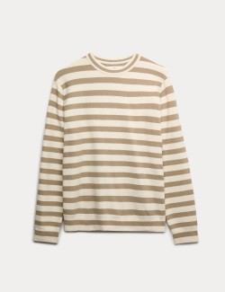Cotton Rich Boucle Striped Crew Neck Jumper
