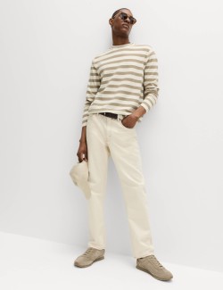 Cotton Rich Boucle Striped Crew Neck Jumper