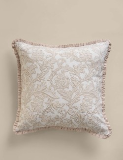 Vyšívaný polštář z čisté bavlny s květovaným motivem