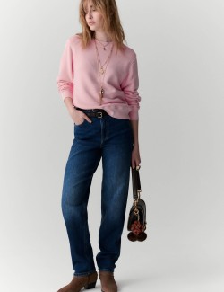 Girlfriend Mid Rise Turn Up Jeans with Lyocell