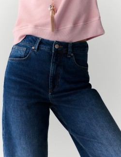 Girlfriend Mid Rise Turn Up Jeans with Lyocell