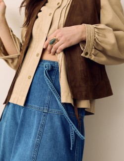 Džínová midi sukně se zavazováním v pase