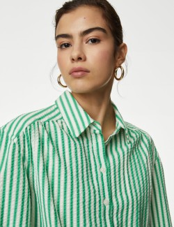 Pure Cotton Striped Collared Shirt