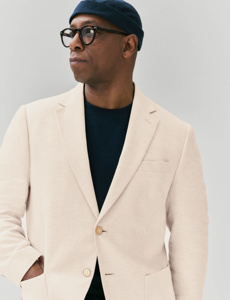 Tailored Fit Linen Cotton Blend Herringbone Blazer