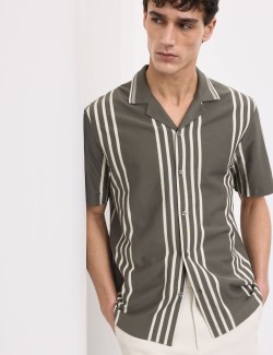 Texturovaná polokošile s klopou, z čisté bavlny