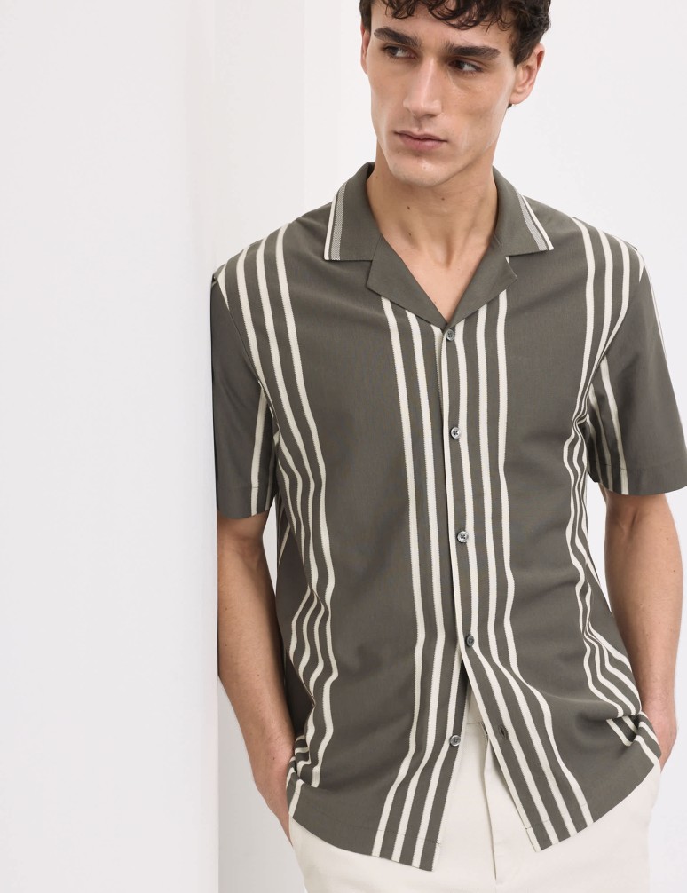 Texturovaná polokošile s klopou, z čisté bavlny